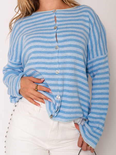 Ari Soft Strickjacke - Hellblau/Blau