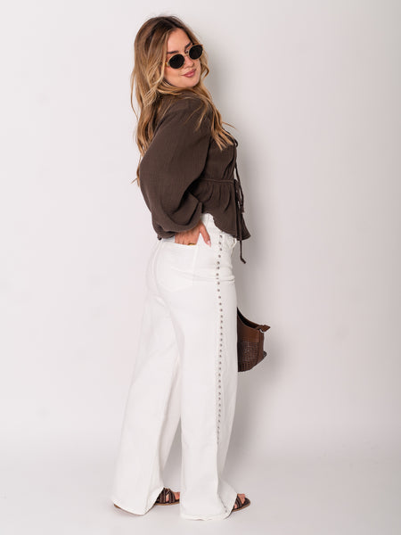 Eloise Musselin Bluse - Espresso
