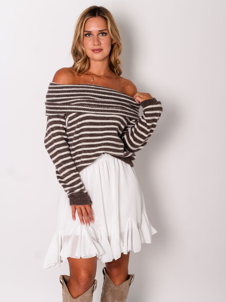 Sally Offshoulder Pullover - Coffee