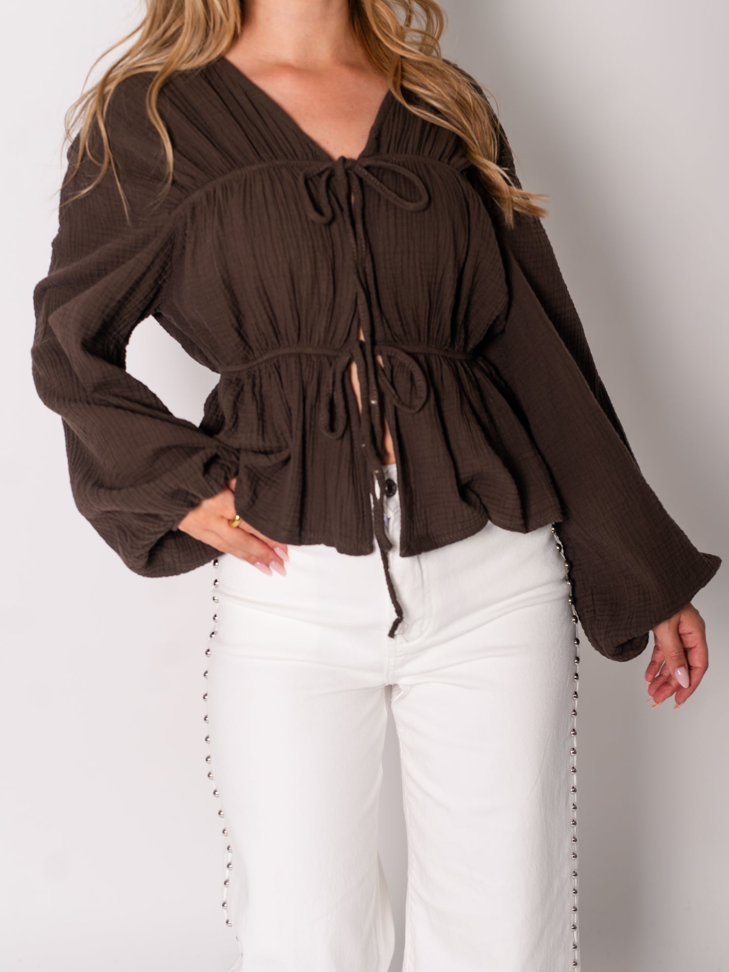 Eloise Musselin Bluse - Espresso