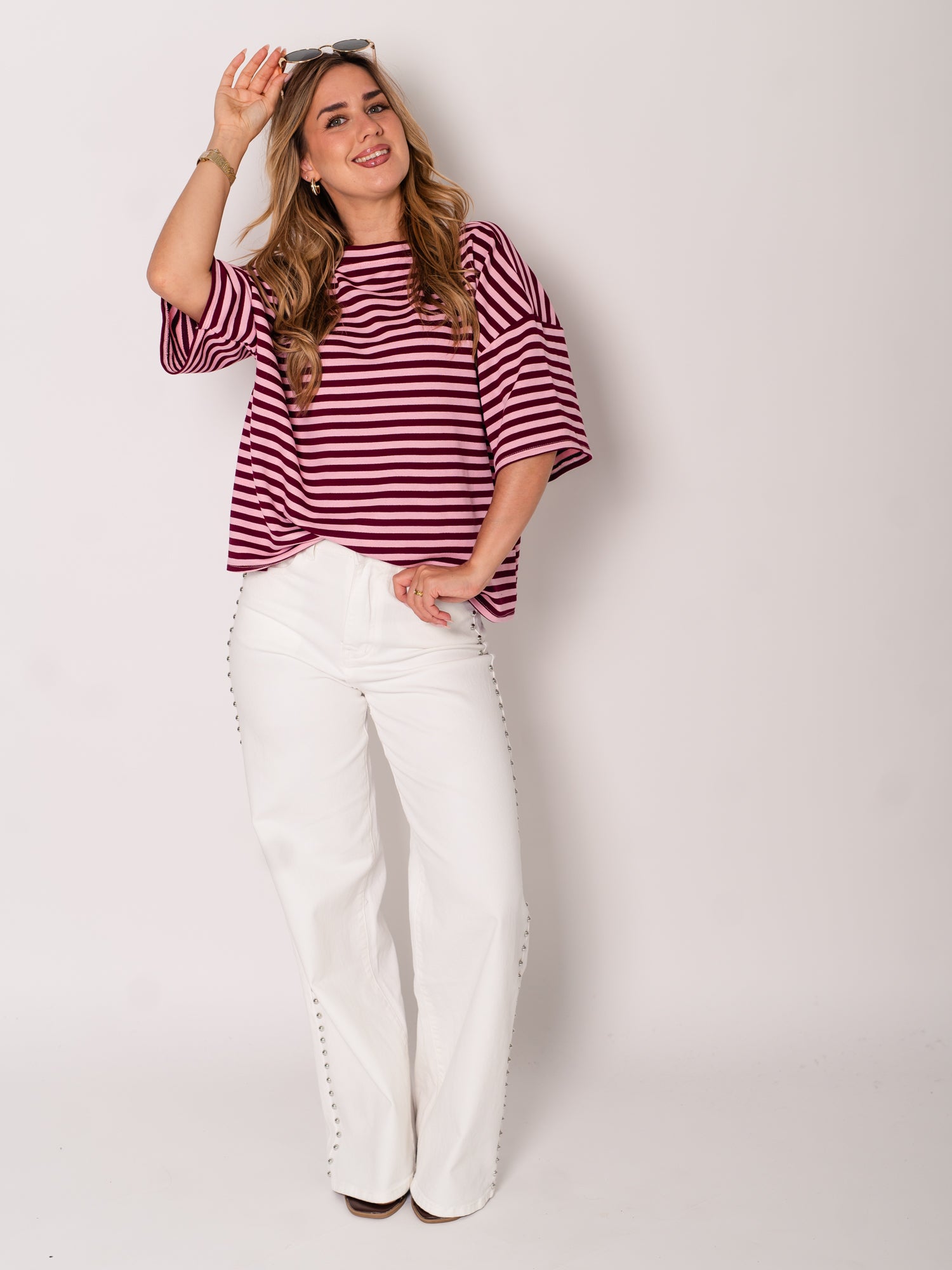 Streifen T-Shirt - Rosa/Rot