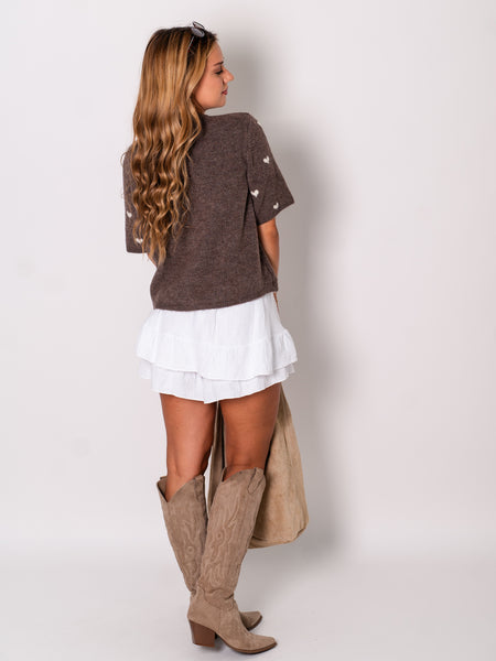 Herzchen Strickjacke - Coffee