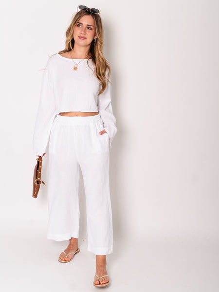 Culotte Musselin Hose - Weiß