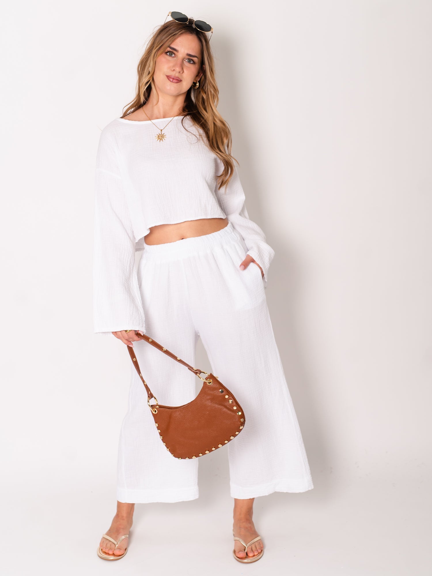 Culotte Musselin Hose - Weiß