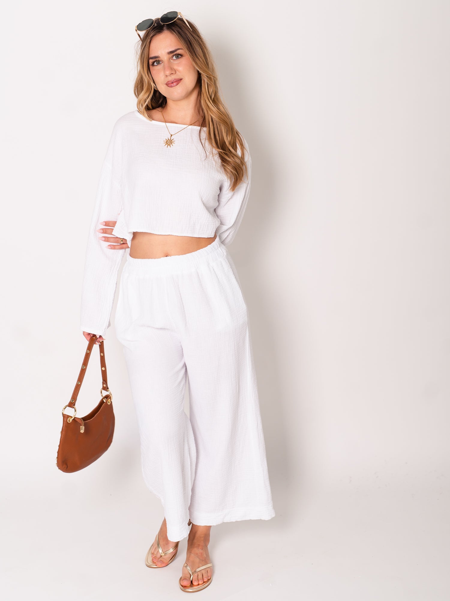 Culotte Musselin Hose - Weiß