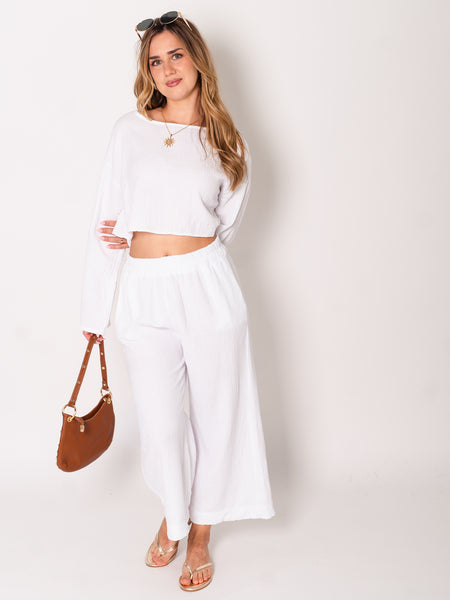 Culotte Musselin Hose - Weiß