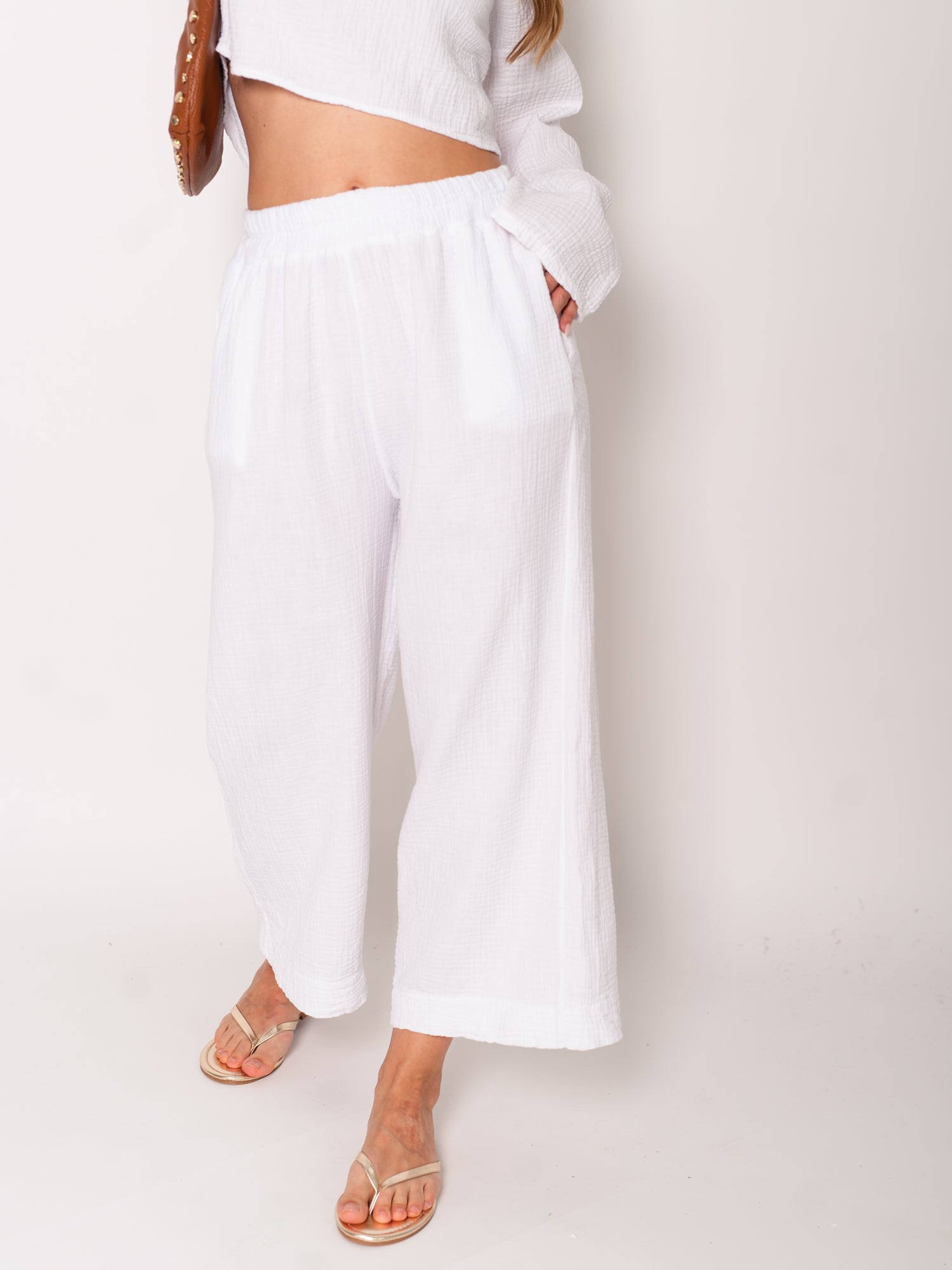 Culotte Musselin Hose - Weiß