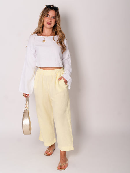 Culotte Musselin Hose - Zitronengelb