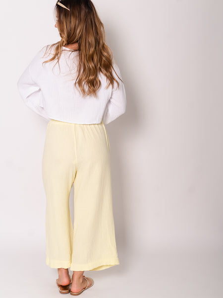 Culotte Musselin Hose - Zitronengelb