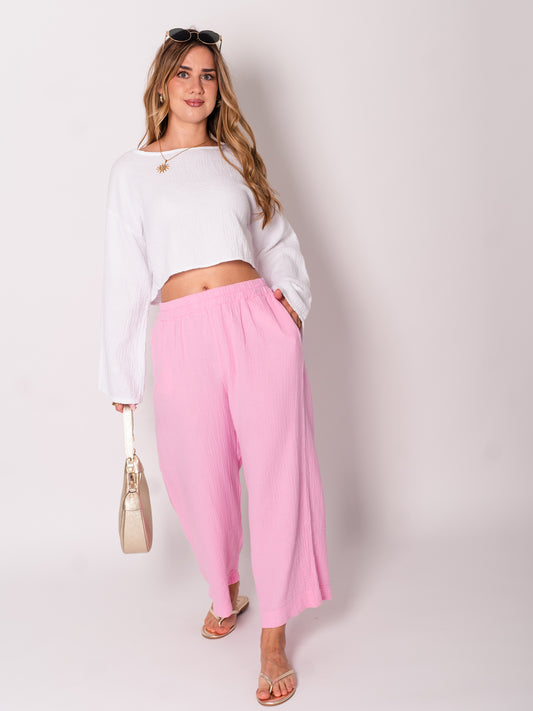 Culotte Musselin Hose - Rosa
