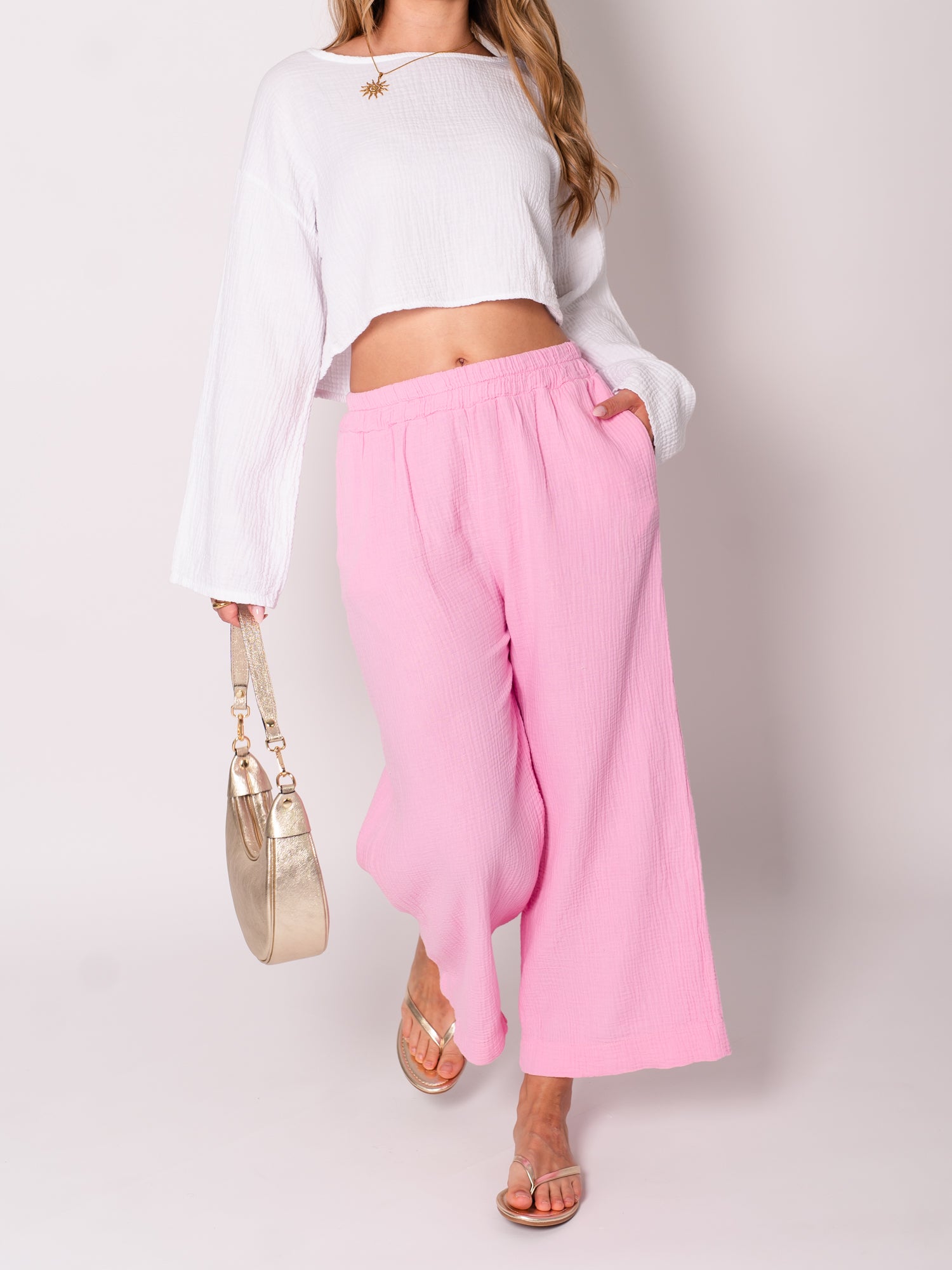 Culotte Musselin Hose - Rosa