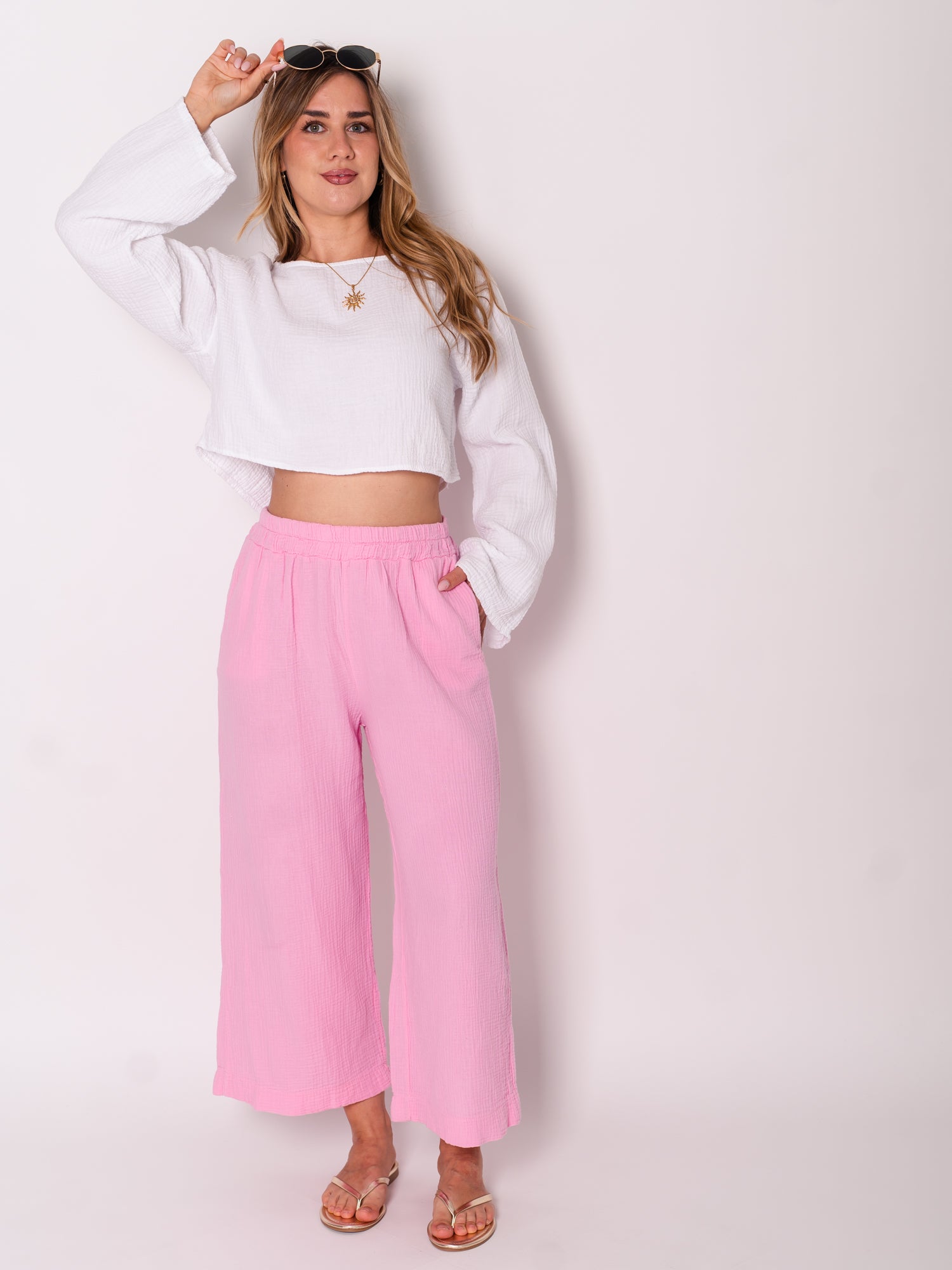 Culotte Musselin Hose - Rosa