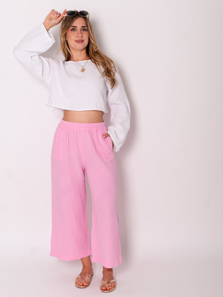 Culotte Musselin Hose - Rosa