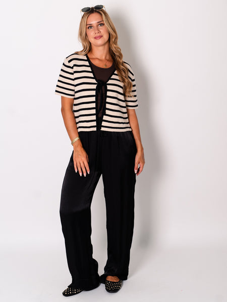 Miroa Streifen Cardigan - Creme/Schwarz