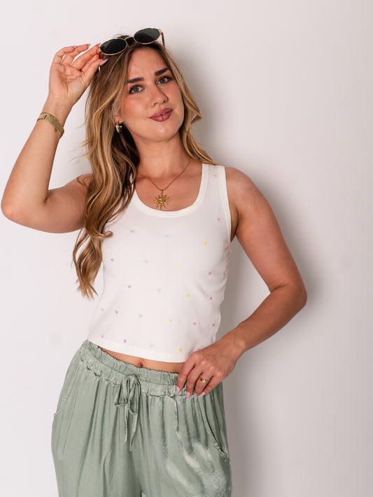 Heart Strick Top - Weiß