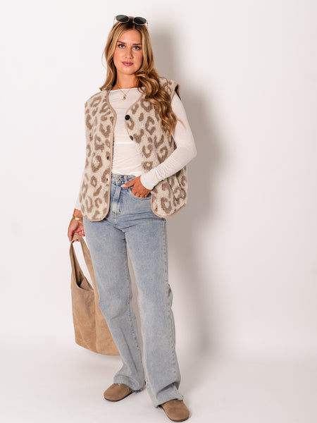 Leo Teddy Weste - Beige/Taupe