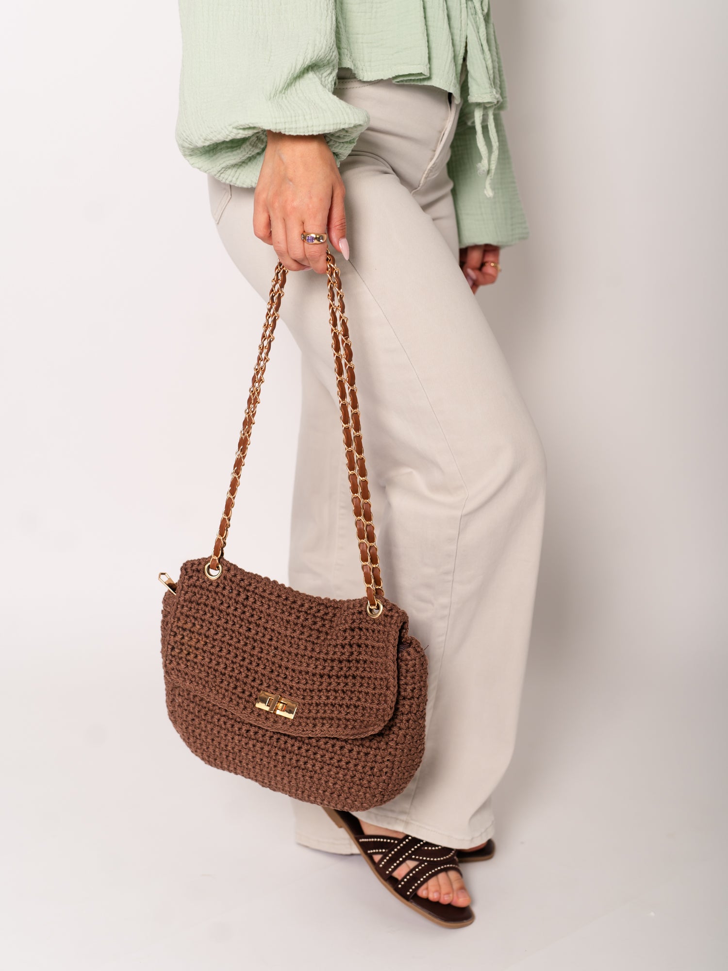 Louna Geflochtene Tasche - Dunkelbraun