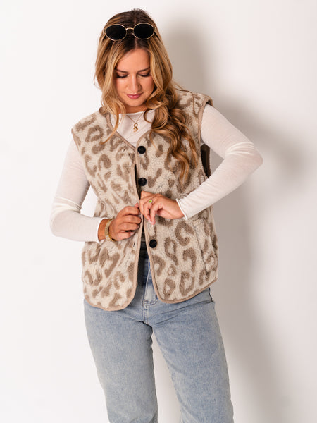 Leo Teddy Weste - Beige/Taupe