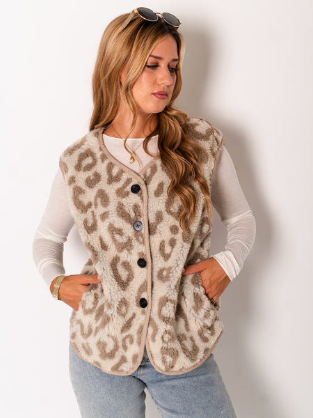 Leo Teddy Weste - Beige/Taupe