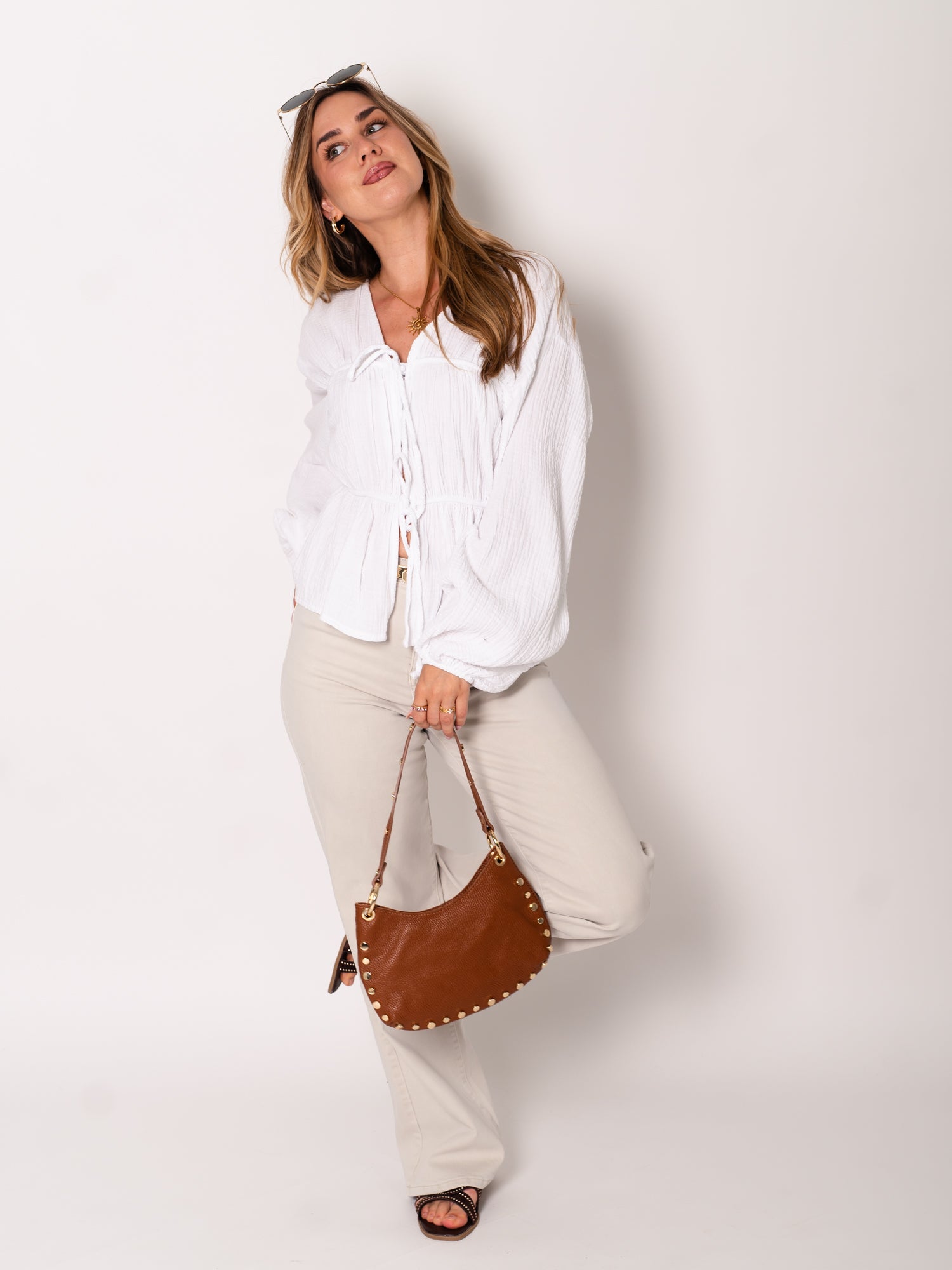 Eloise Musselin Bluse - Weiß