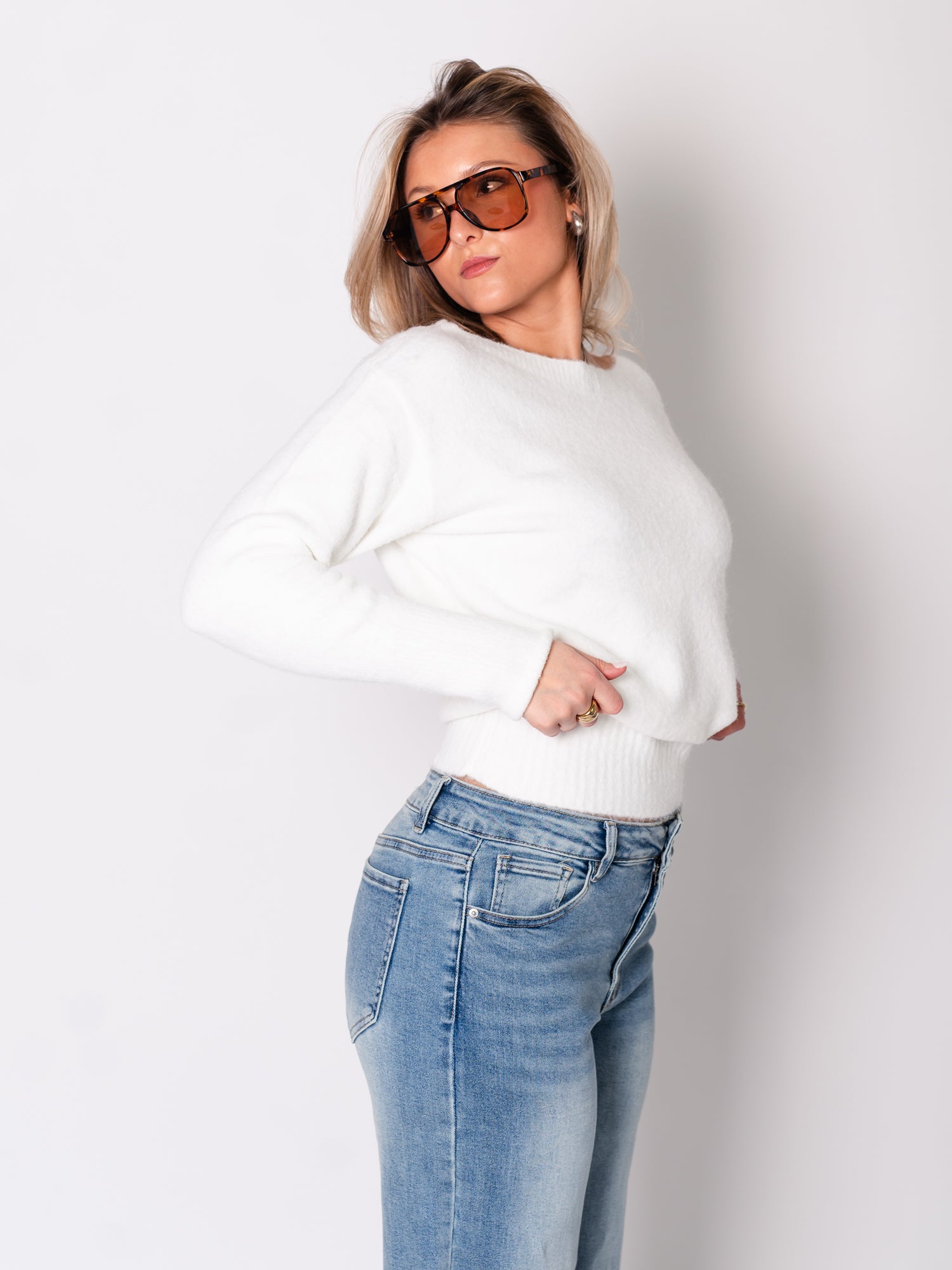 Zola Oneshoulder Pullover - Weiß