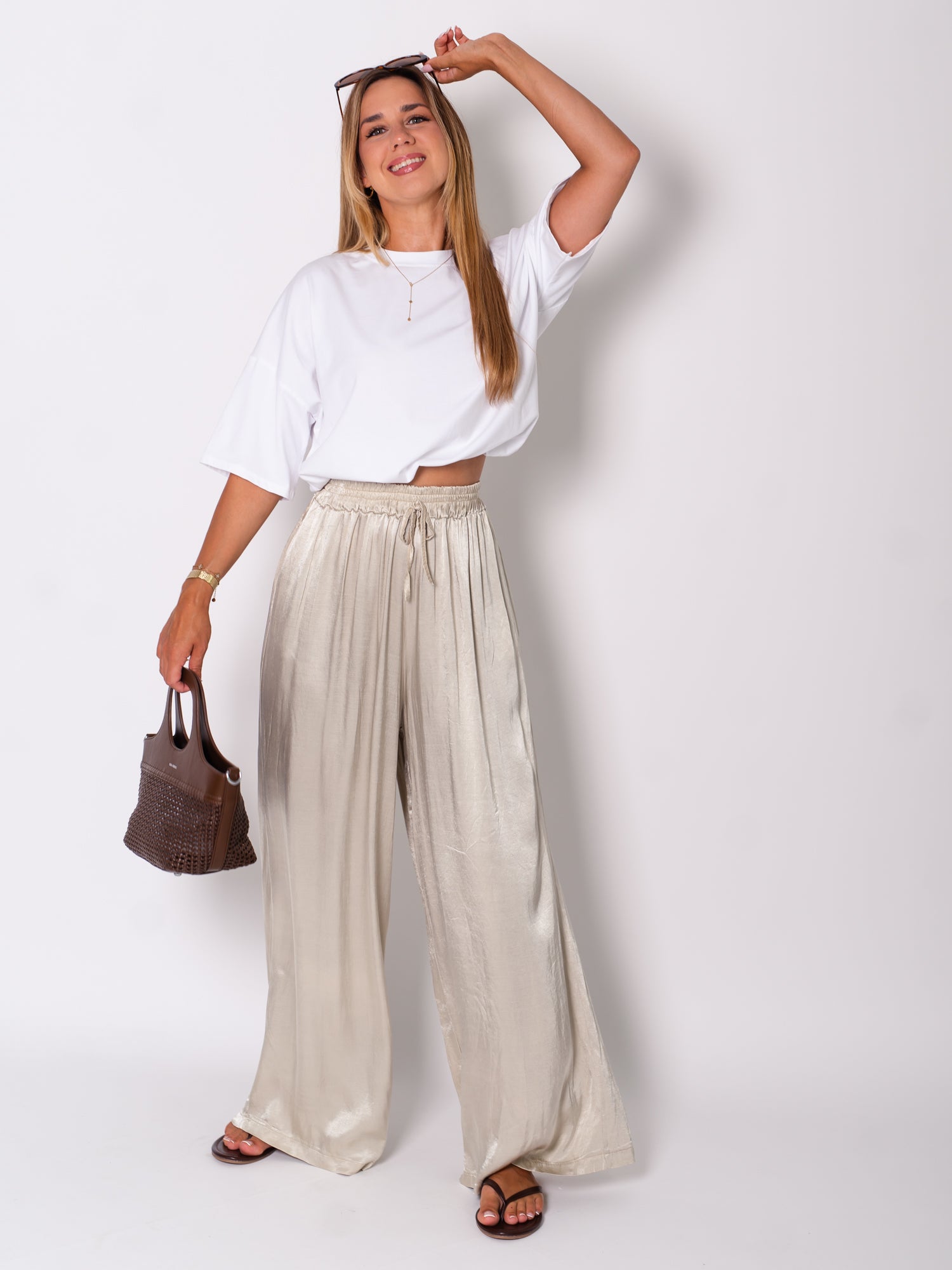 Ella Seiden Hose - Beige
