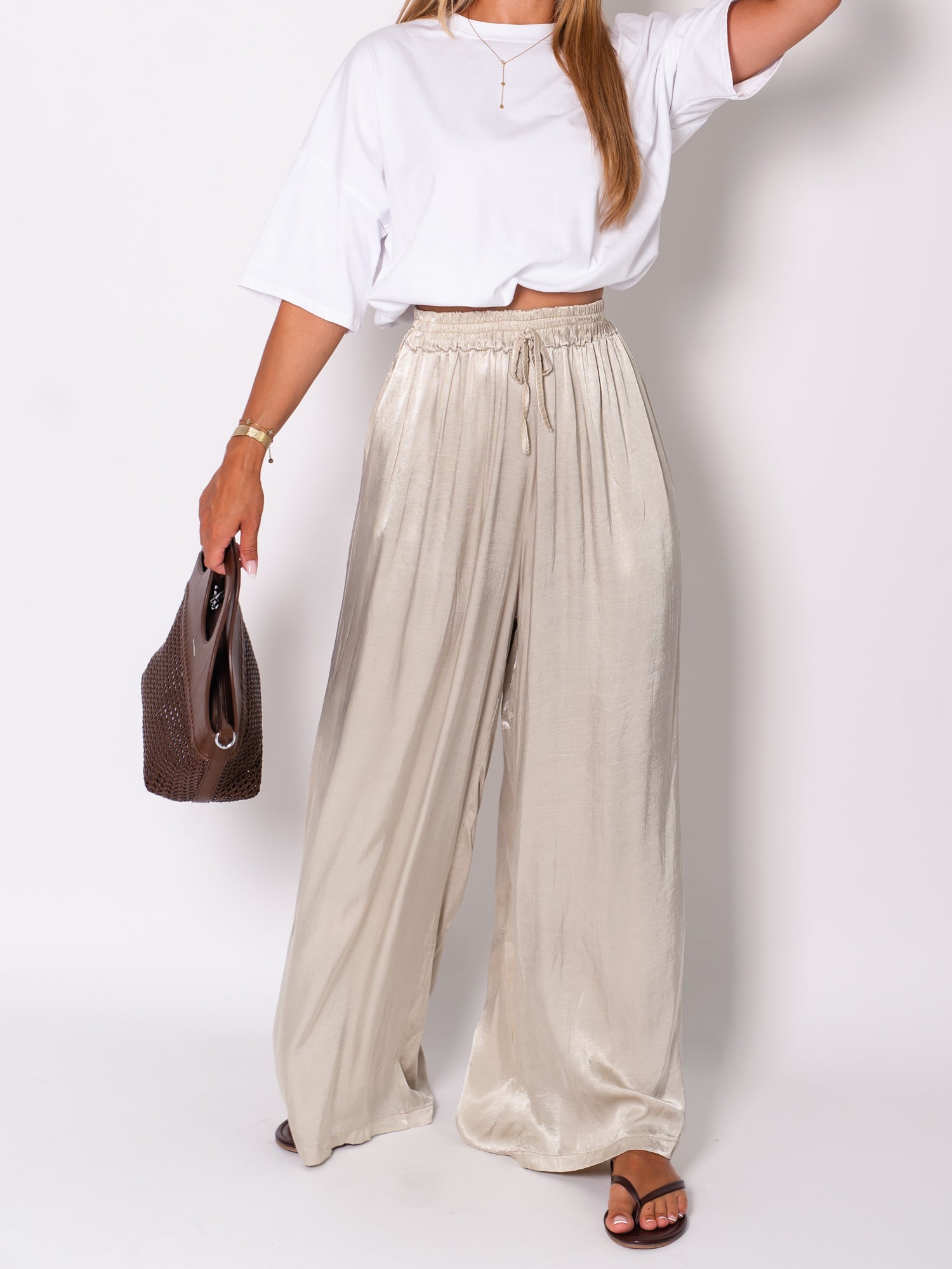 Ella Seiden Hose - Beige