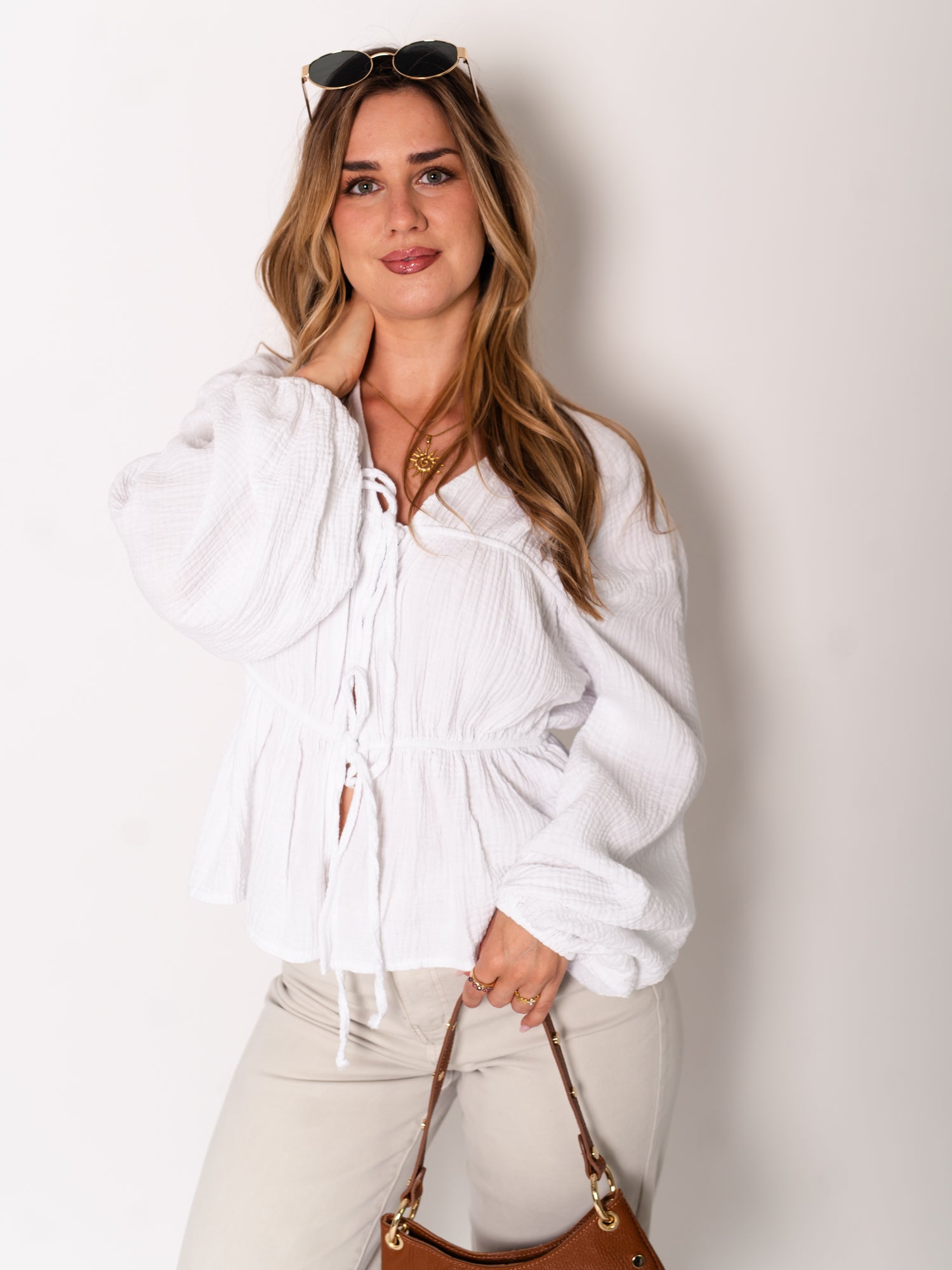 Eloise Musselin Bluse - Weiß