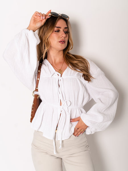 Eloise Musselin Bluse - Weiß
