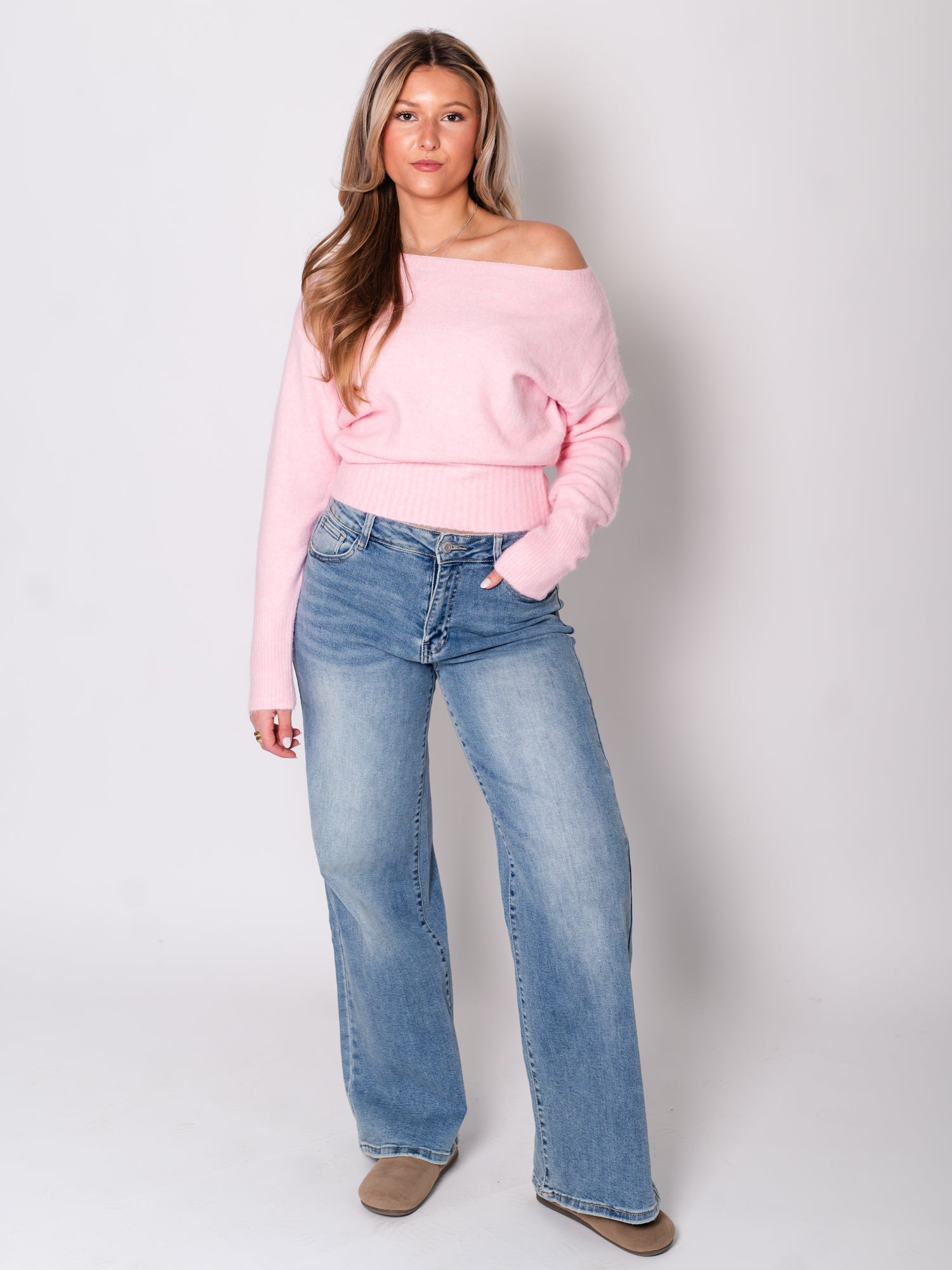 Zola Oneshoulder Pullover - Rosa