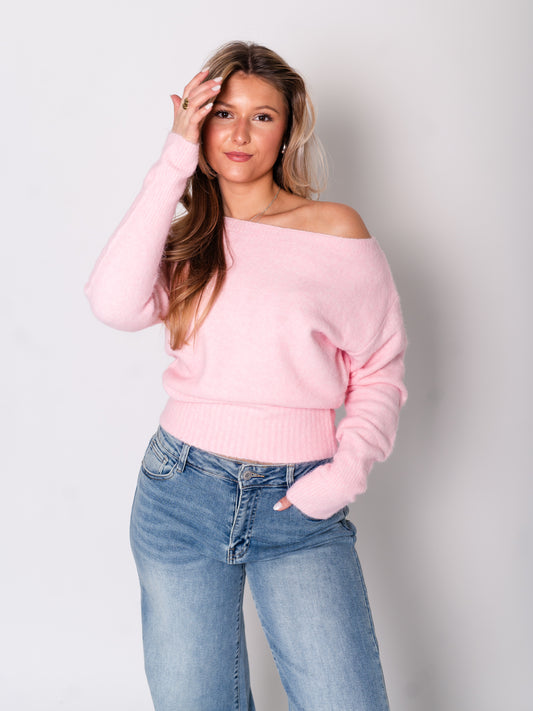 Zola Oneshoulder Pullover - Rosa