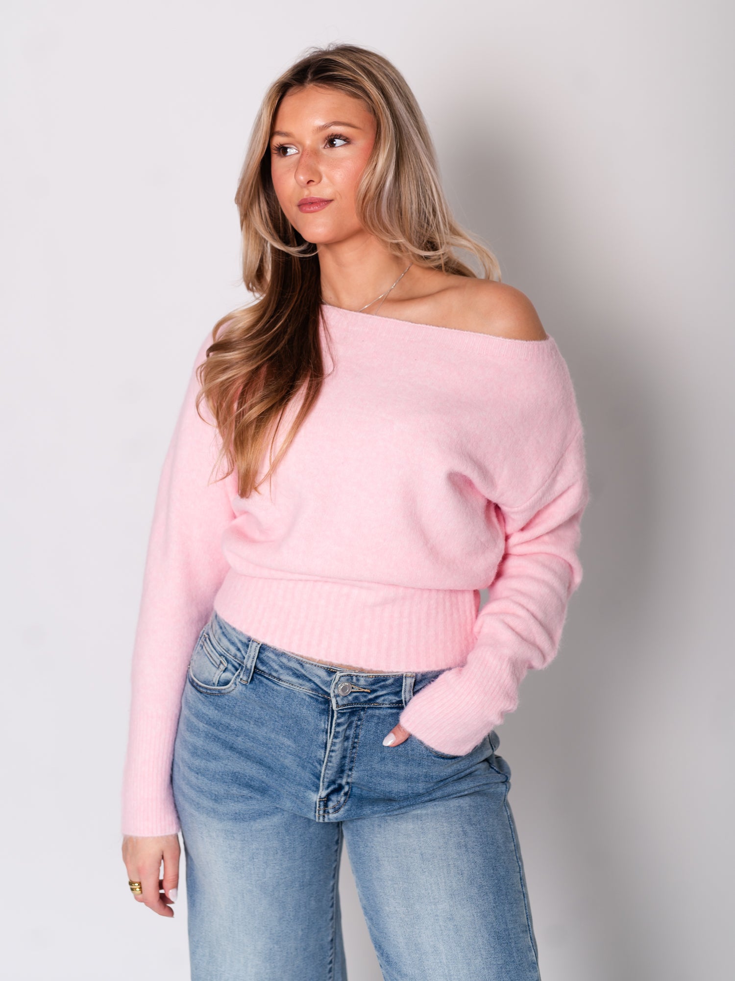 Zola Oneshoulder Pullover - Rosa