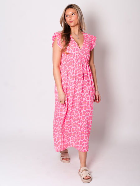 Leonora Musselin Kleid -  Leo/Pink Neon