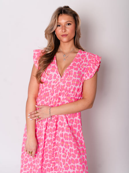 Leonora Musselin Kleid -  Leo/Pink Neon