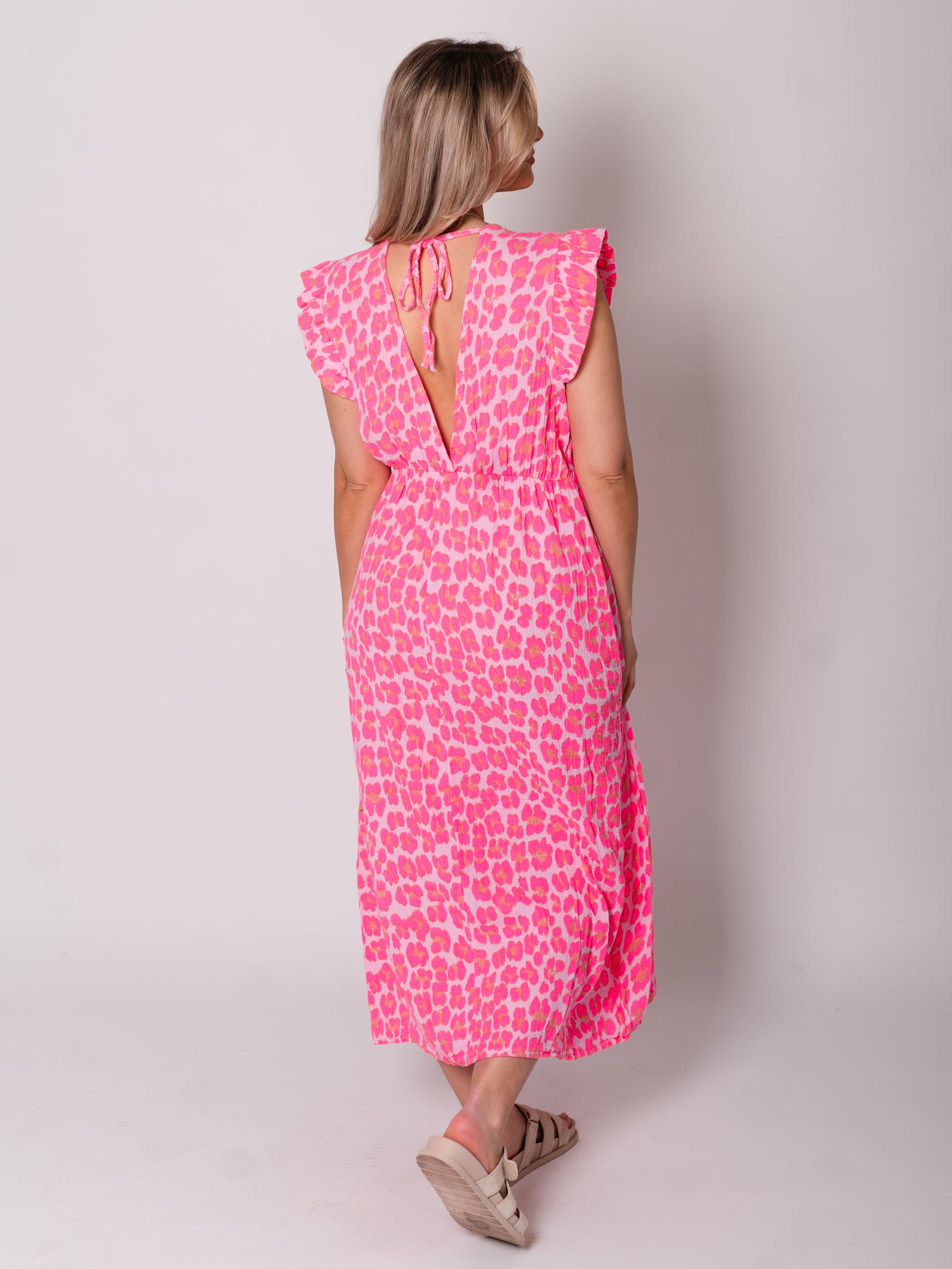 Leonora Musselin Kleid -  Leo/Pink Neon