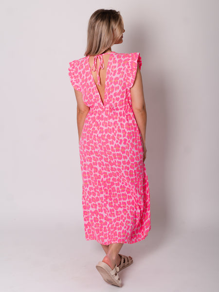 Leonora Musselin Kleid -  Leo/Pink Neon
