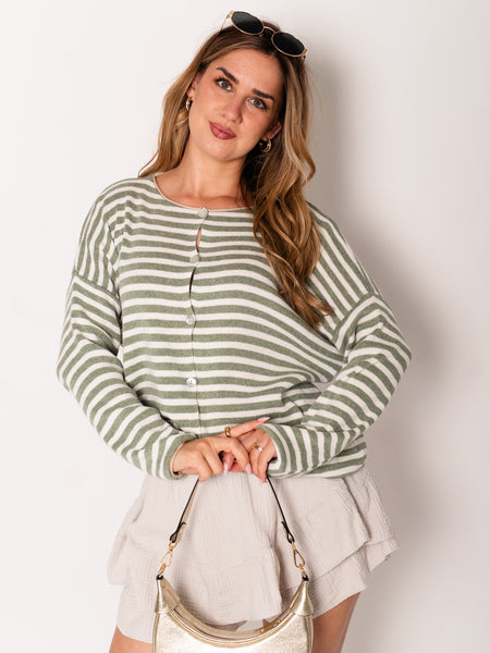 Ari Soft Strickjacke - Creme/Khaki