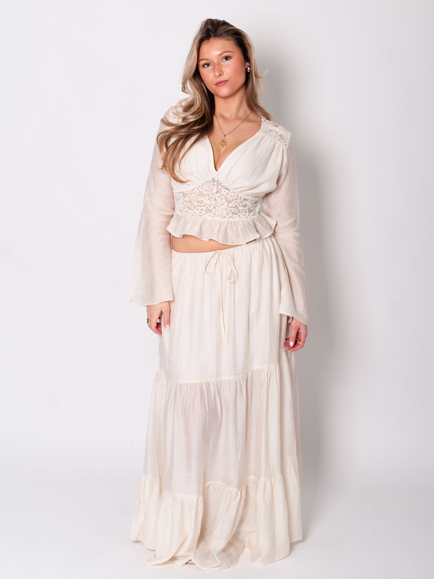Indra Spitzen Bluse - Creme