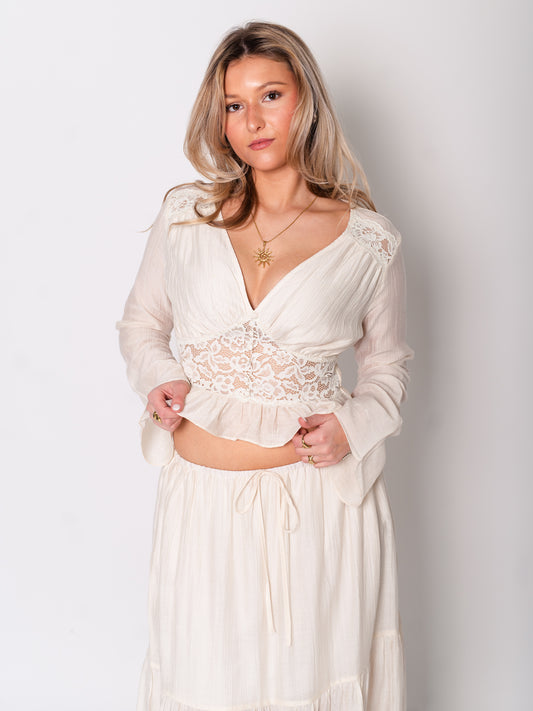 Indra Spitzen Bluse - Creme