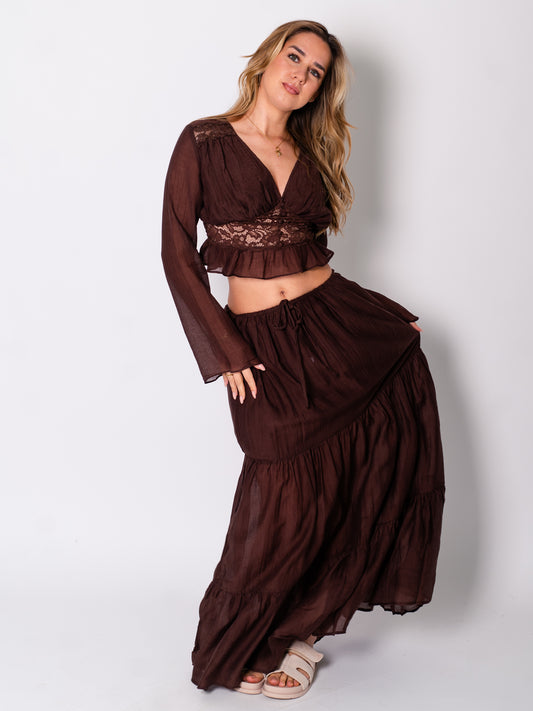 Indra Spitzen Bluse - Espresso