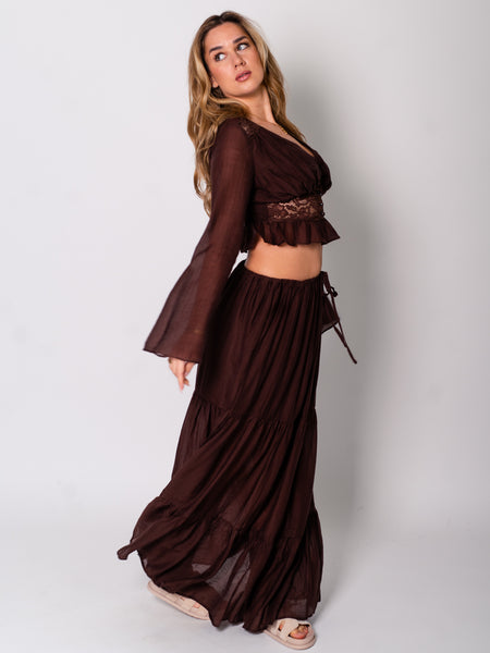 Indra Spitzen Bluse - Espresso