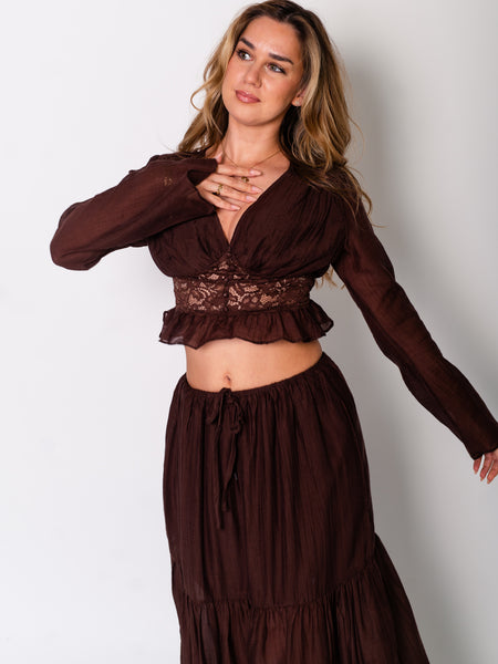 Indra Spitzen Bluse - Espresso