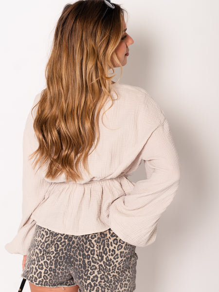 Eloise Musselin Bluse - Beige