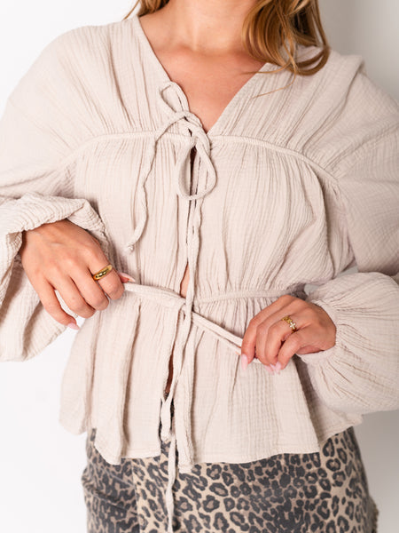 Eloise Musselin Bluse - Beige