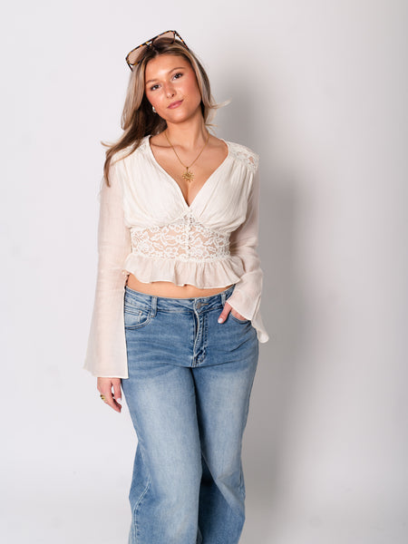 Indra Spitzen Bluse - Creme