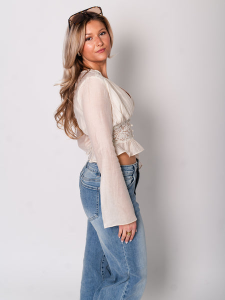 Indra Spitzen Bluse - Creme