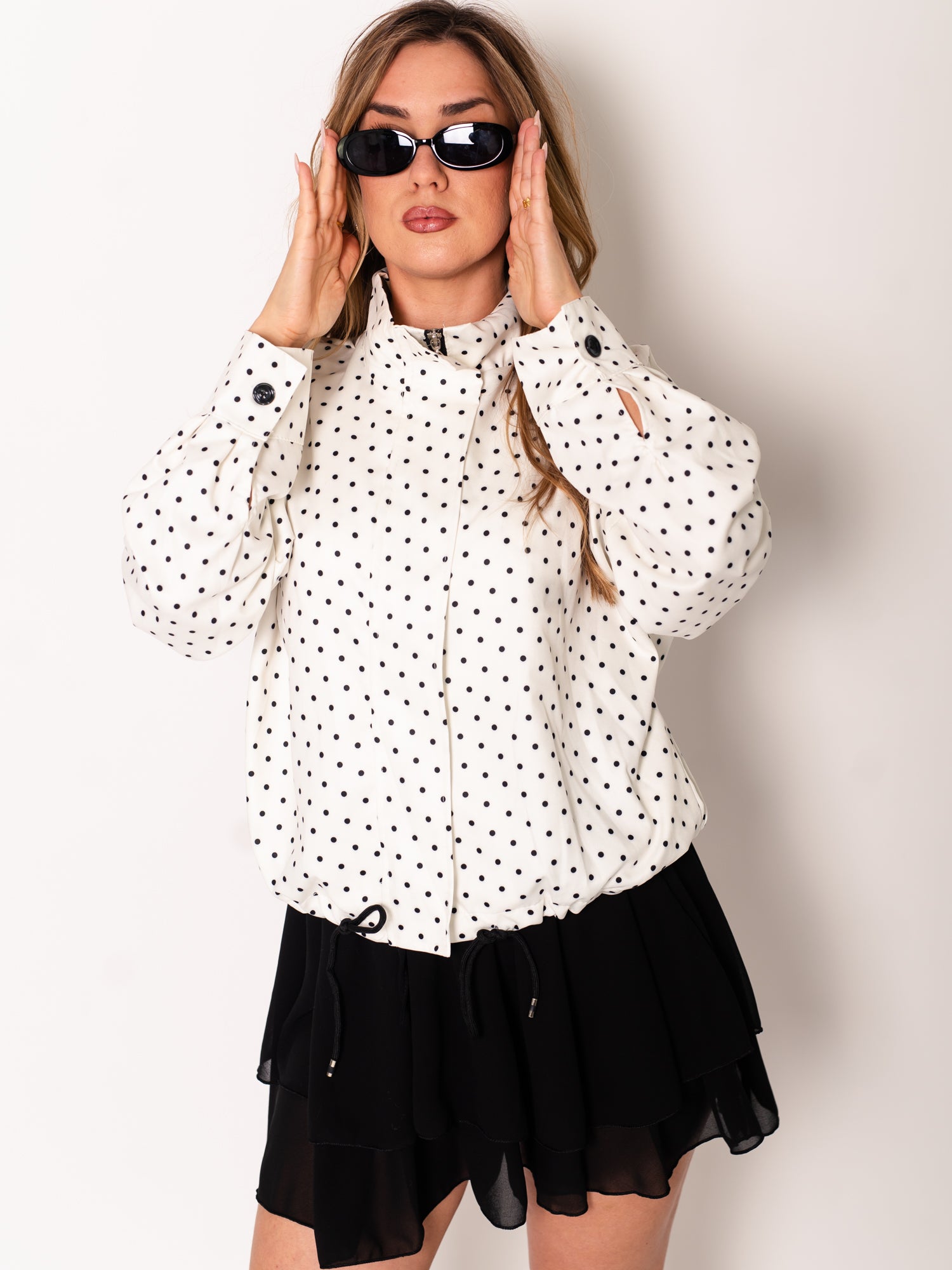 Punkte Trend Jacke - Weiß/Schwarz