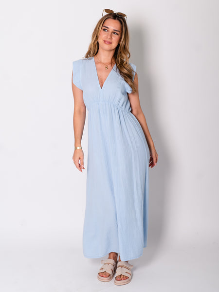 Leonora Musselin Kleid -  Hellblau
