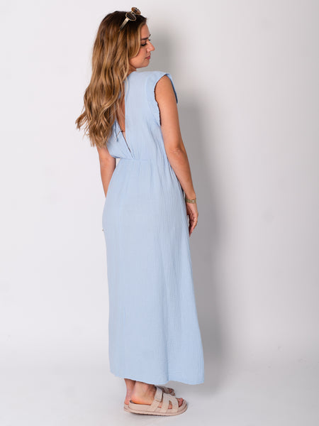 Leonora Musselin Kleid -  Hellblau