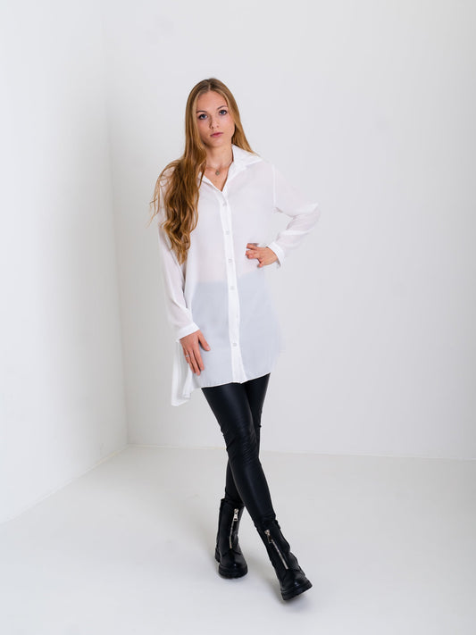 B-Ware 245. Silky Longbluse - Weiß